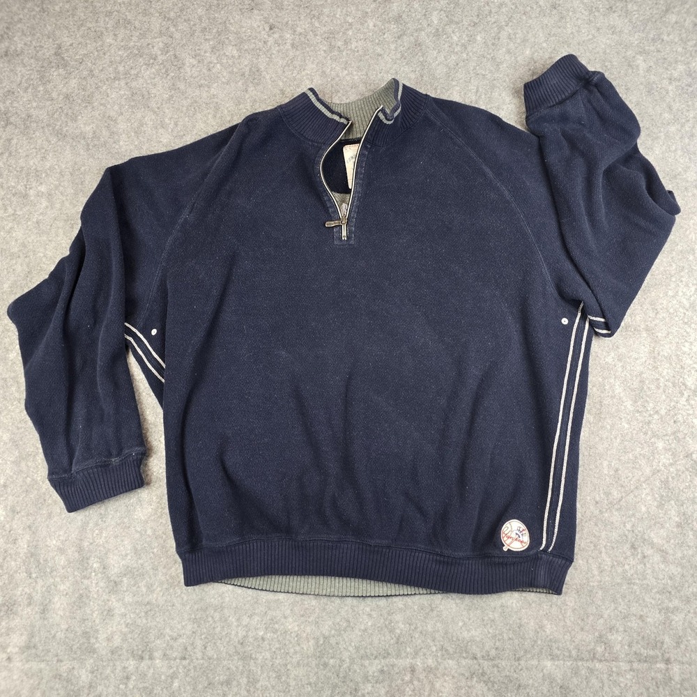 New York Yankees Sweatshirt Mens XL Blue MLB Baseball Tommy Bahama Quarter Zip